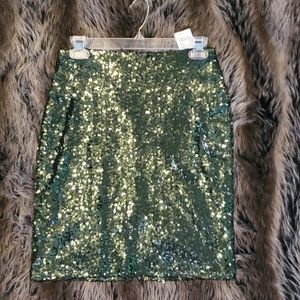 Green sequin skirt